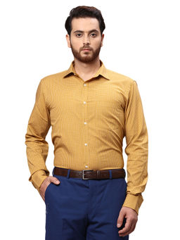 Park Avenue - Slim Fit Checkered Yellow Formal Shirt