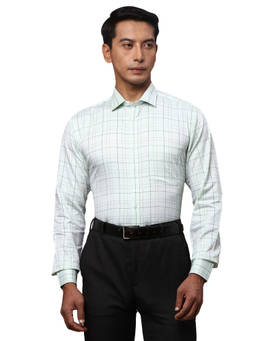 Park Avenue - Slim Fit Checkered Green Formal Shirt