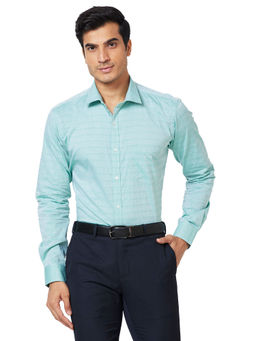 Park Avenue - Slim Fit Stripe Green Formal Shirt