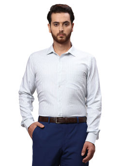 Park Avenue - Slim Fit Stripe Green Formal Shirt