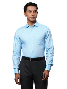 Park Avenue - Slim Fit Textured Blue Formal Shirt