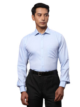 Park Avenue - Slim Fit Printed Blue Formal Shirt