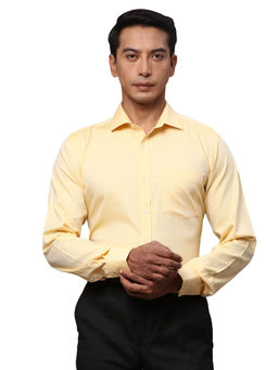 Park Avenue - Slim Fit Printed Yellow Formal Shirt