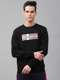 LINDBERGH - Jet Black Solid Crew Sweatshirt