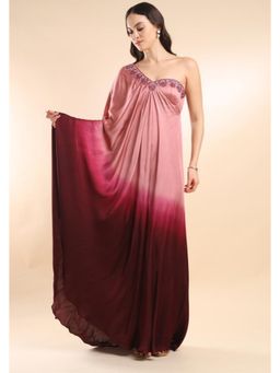 AMRTA- BY GUNEET KONDAL - Whispering Petals Pink Ombre Kaftan Dress