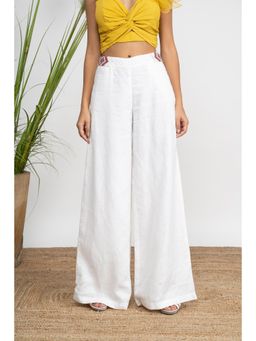 AMRTA- BY GUNEET KONDAL - Pasabagi White Lines Mid Waist Ethnic Pant