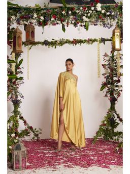 AMRTA- BY GUNEET KONDAL - Canary Song Yellow Sleeveless Kaftan Dress