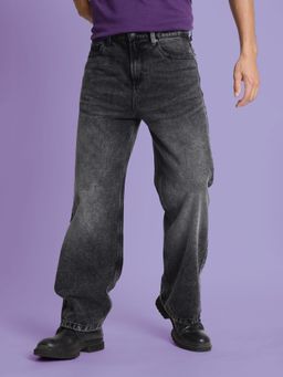 Bene Kleed - Men Charcoal Wide Leg Heavy Fade Jeans
