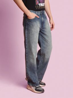 Bene Kleed - Men Wide Leg Mid-Rise Light Fade Pure Cotton Jeans