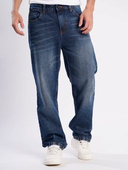 Bene Kleed - Men Blue Low Fade Tinted Straight Fit Jeans