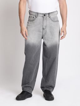 Bene Kleed - Men Black and Grey Faded Baggy Jeans