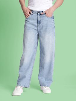 Bene Kleed - Men Blue Light Fade Baggy Jeans