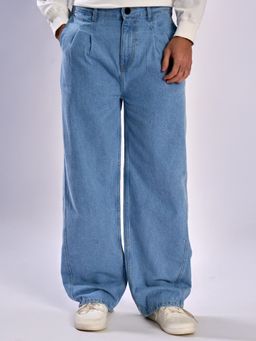 Bene Kleed - Men Blue Pleated Baggy Fit Jeans