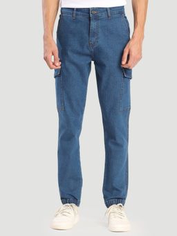 Bene Kleed - Mens Blue Denim with Side Cargo Pockets Jeans
