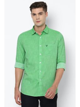 Allen Solly - Men Green Slim Fit Textured Full Sleeves Casual Shirt