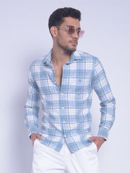 CRIMSOUNE CLUB - Men's Blue Checked Shirt
