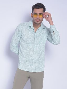 CRIMSOUNE CLUB - Men's Green Printed Shirt