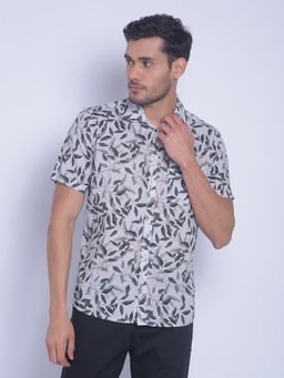 CRIMSOUNE CLUB - Men's White Printed Shirt