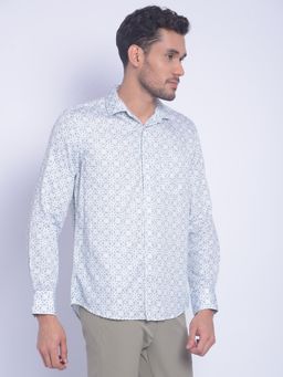 CRIMSOUNE CLUB - Men's Blue Printed Shirt