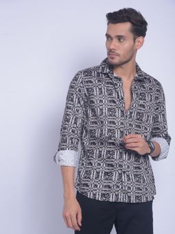CRIMSOUNE CLUB - Men's Brown Printed Shirt