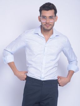 CRIMSOUNE CLUB - Men's Blue Printed Shirt