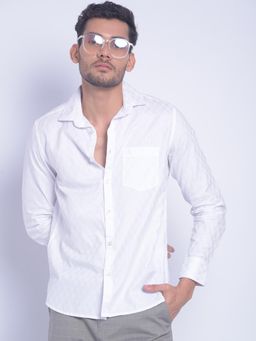 CRIMSOUNE CLUB - Men's White Printed Shirt