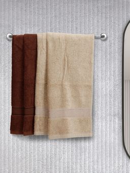 KOPA - Quick Dry 100% Cotton Soft Terry Towel -4Pc Hand Towel D'Ross Solid-Taupe, Brown
