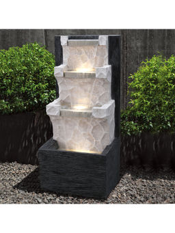 HomeTown - Aqua Bliss Polyresin Vertical Fall Water Fountain 46X102Cm In Black & White Color