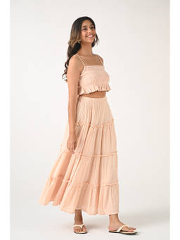 Ayrolane - Women Peach Solid/Plain Crinkled Crop Top