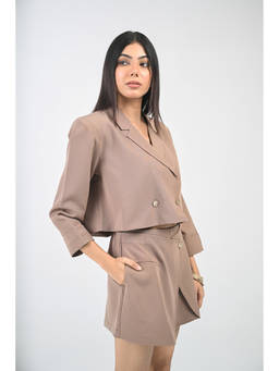 Ayrolane - Women Brown Solid/Plain Crepe Blazer