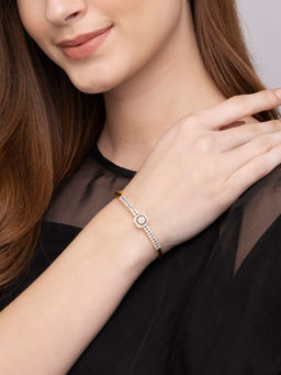Indya - Gold White Zircon Studded Bracelet
