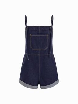 Cider - Navy Blue Denim Pocket Ultra Short Playsuit