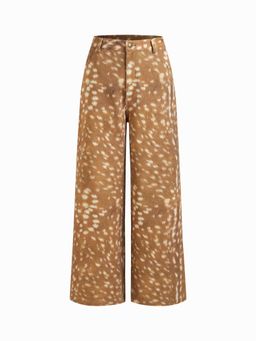 Cider - Mid Rise Wide Leg Leopard Jeans
