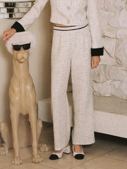 Cider - Tweed Middle Waist Contrasting Binding Straight Leg Trouser