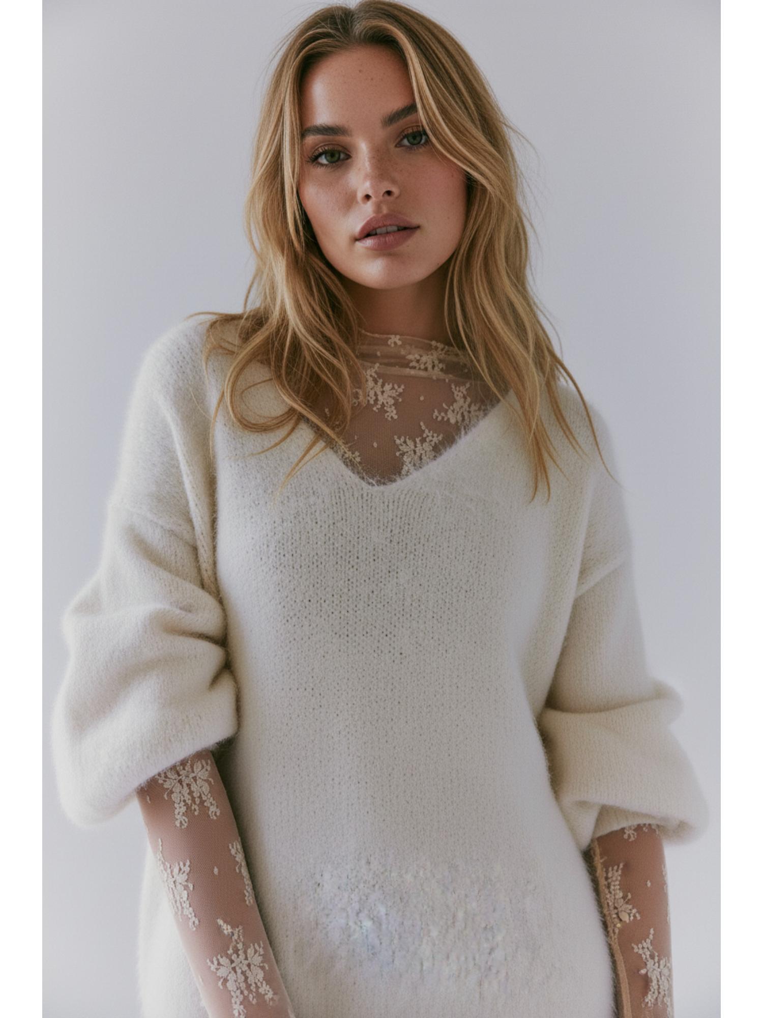 cider Lace High Neck Lace Long Sleeve Top-picture-15