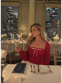 Cider - Knit Bowknot Tube Top with Crop Shrug