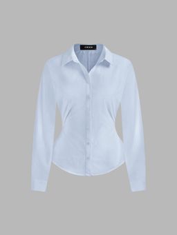 Cider - Collar Solid Button Long Sleeve Shirt