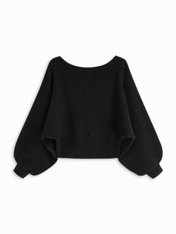 Cider - Knit Wool Blend Boat Neck Solid Oversized Sweater