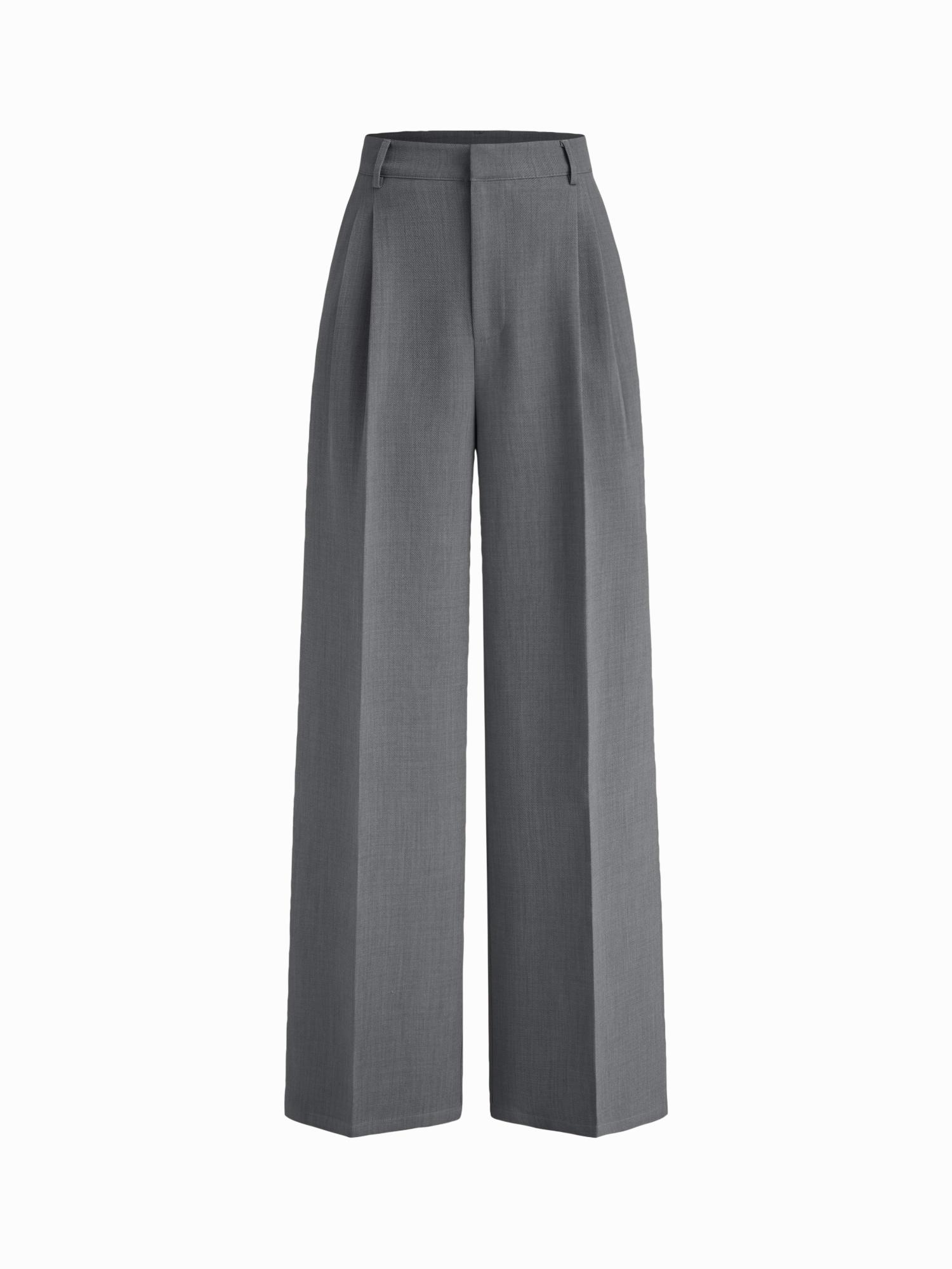 cider Grey Mid Rise Pleated Wide Leg Trouser-picture-15