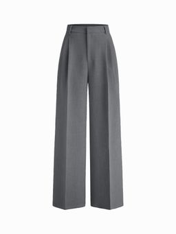 Cider - Grey Mid Rise Pleated Wide Leg Trouser
