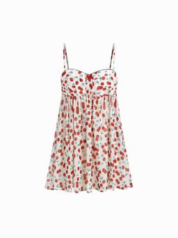 Cider - Chiffon Leopard Bowknot Oversized Mini Dress