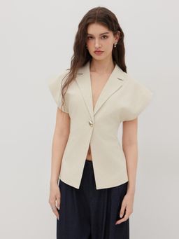 Cider - Linen Blend V-Neck Dolman Sleeve Blazer
