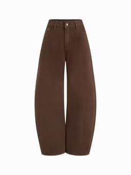 Cider - Denim Low Rise Solid Pocket Barrel Leg Jeans