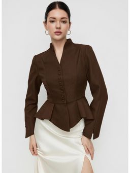 Cider - Split Peplum Long Sleeve Jacket