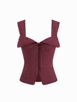 Cider - Sweetheart Lace Tie Back Top