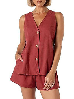 Miakee - Maroon Bellentine Co-Ord (Set of 2)