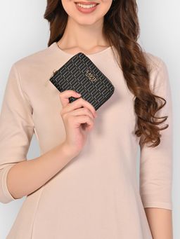 Lavie Luxe - Womens Black Mono Flap25 Zip Around Wallet (S)