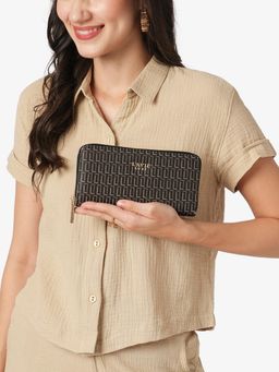 Lavie Luxe - Womens Black Mono Sacy25 Long Zip Around Wallet (L)