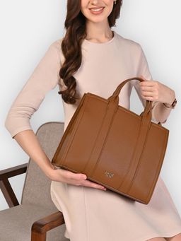 Lavie Luxe - Womens Tan Cobs25 Satchel Bag with Detachable Strap