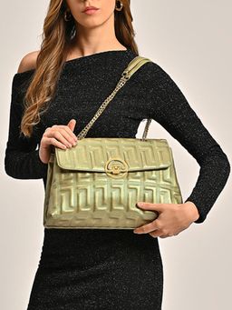 Lavie Luxe - Womens Edel Flap Satchel Bag Gold (L)